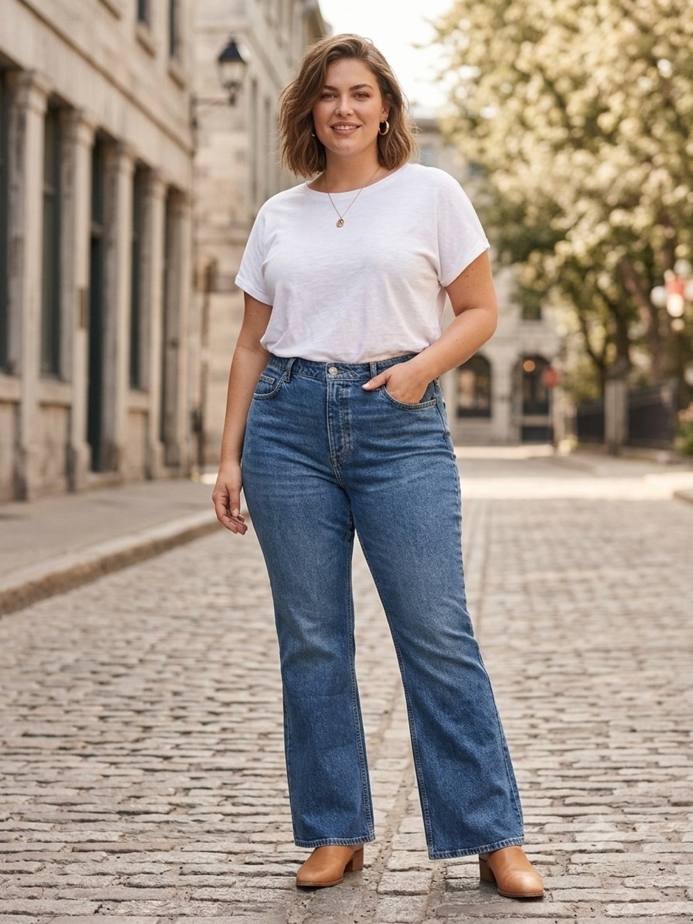 High-Rise Boot Cut Jeans in Blue Wash
